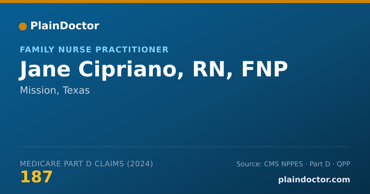 Shareable card for Jane Cipriano, RN, FNP - Family Nurse Practitioner, Mission, TX