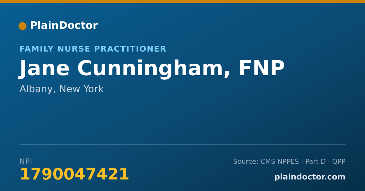 Shareable card for Jane Cunningham, FNP - Family Nurse Practitioner, Albany, NY