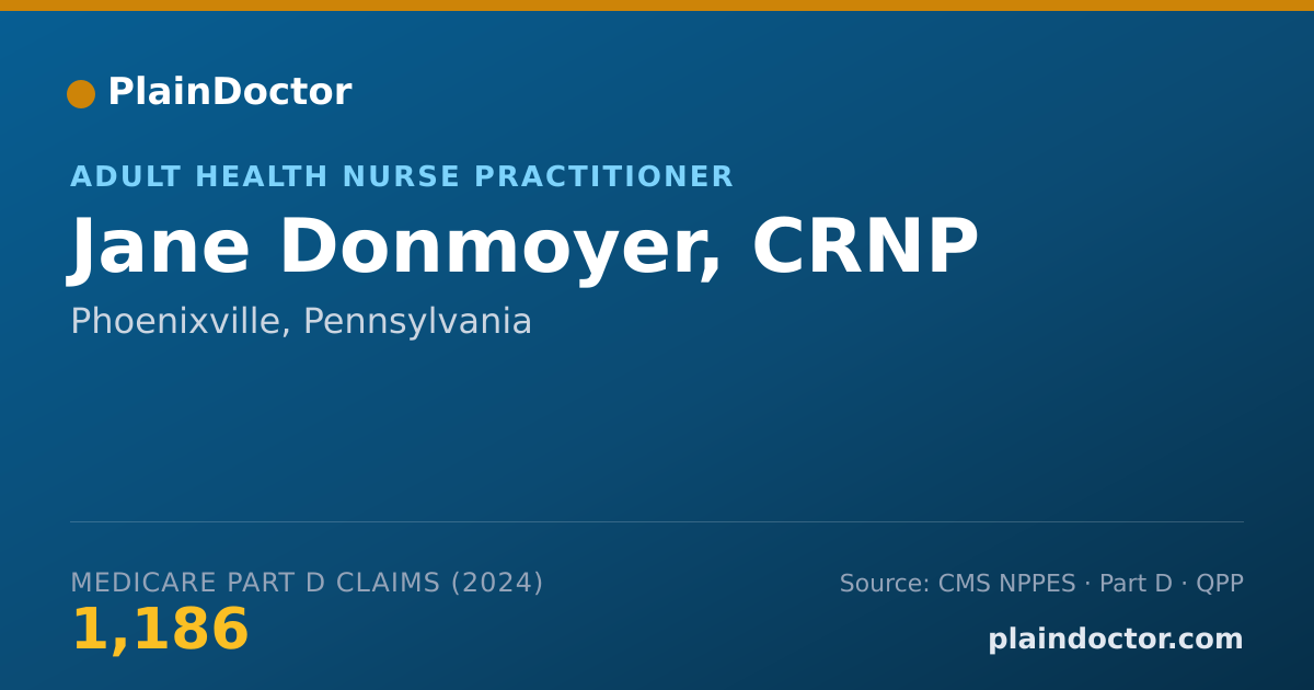Shareable card for Jane Donmoyer, CRNP - Adult Health Nurse Practitioner, Phoenixville, PA