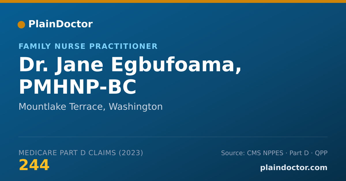 Shareable card for Jane Egbufoama, PMHNP-BC - Family Nurse Practitioner, Mountlake Terrace, WA