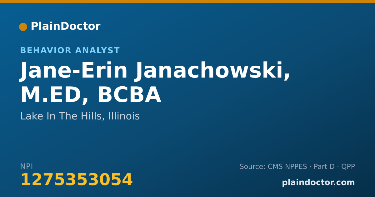 Shareable card for Jane-Erin Janachowski, M.ED, BCBA - Behavior Analyst, Lake In The Hills, IL