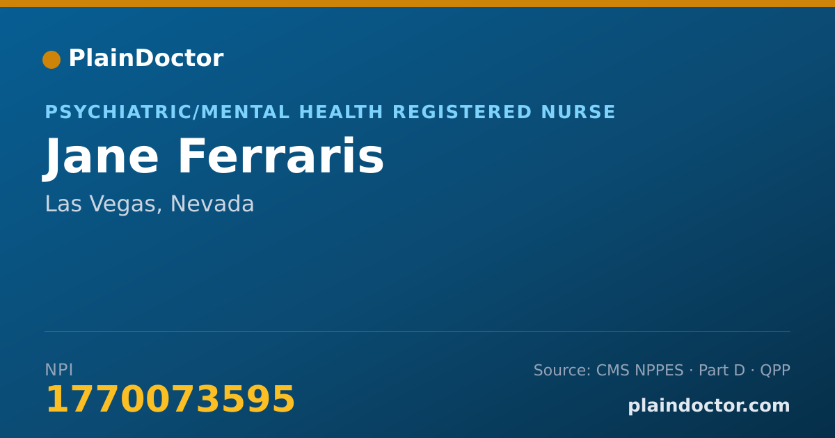 Shareable card for Jane Ferraris - Psychiatric/Mental Health Registered Nurse, Las Vegas, NV