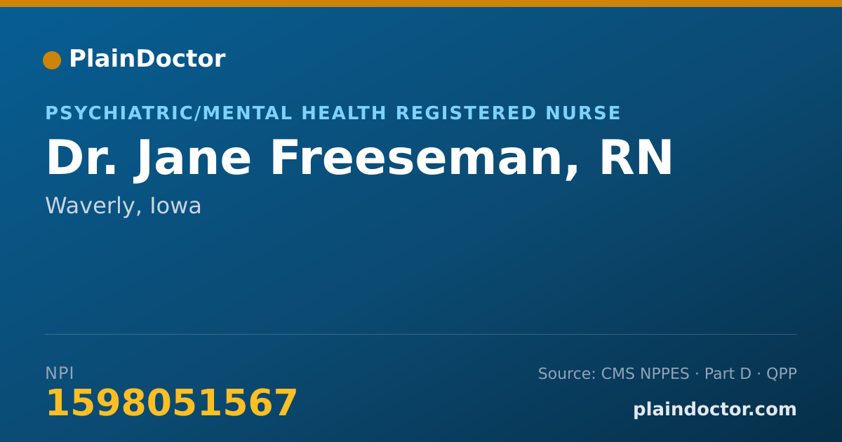 Shareable card for Jane Freeseman, RN - Psychiatric/Mental Health Registered Nurse, Waverly, IA