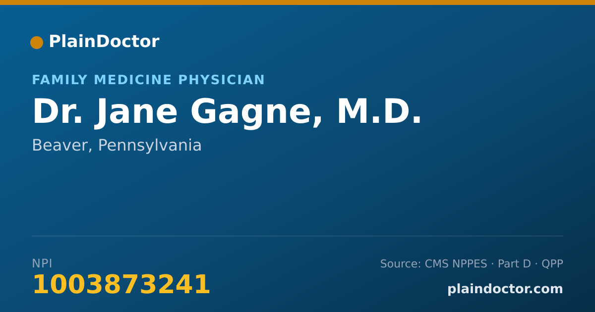Shareable card for Jane Gagne, M.D. - Family Medicine Physician, Beaver, PA