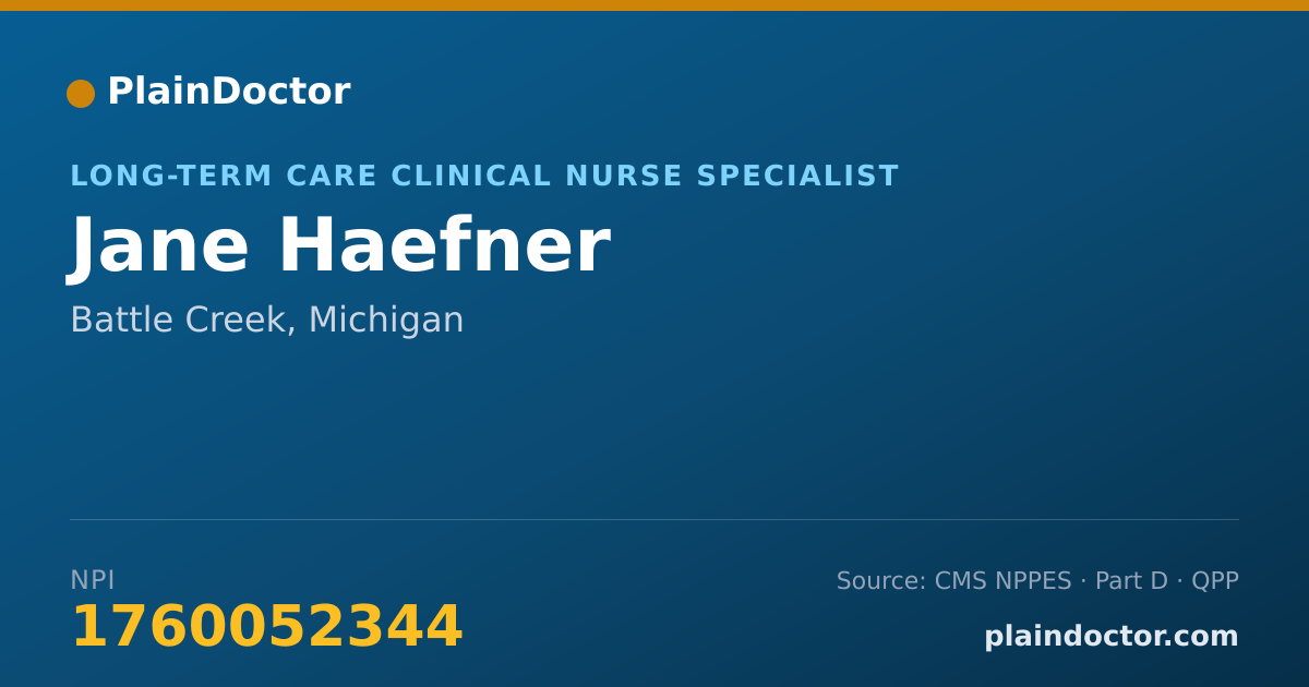 Shareable card for Jane Haefner - Long-Term Care Clinical Nurse Specialist, Battle Creek, MI