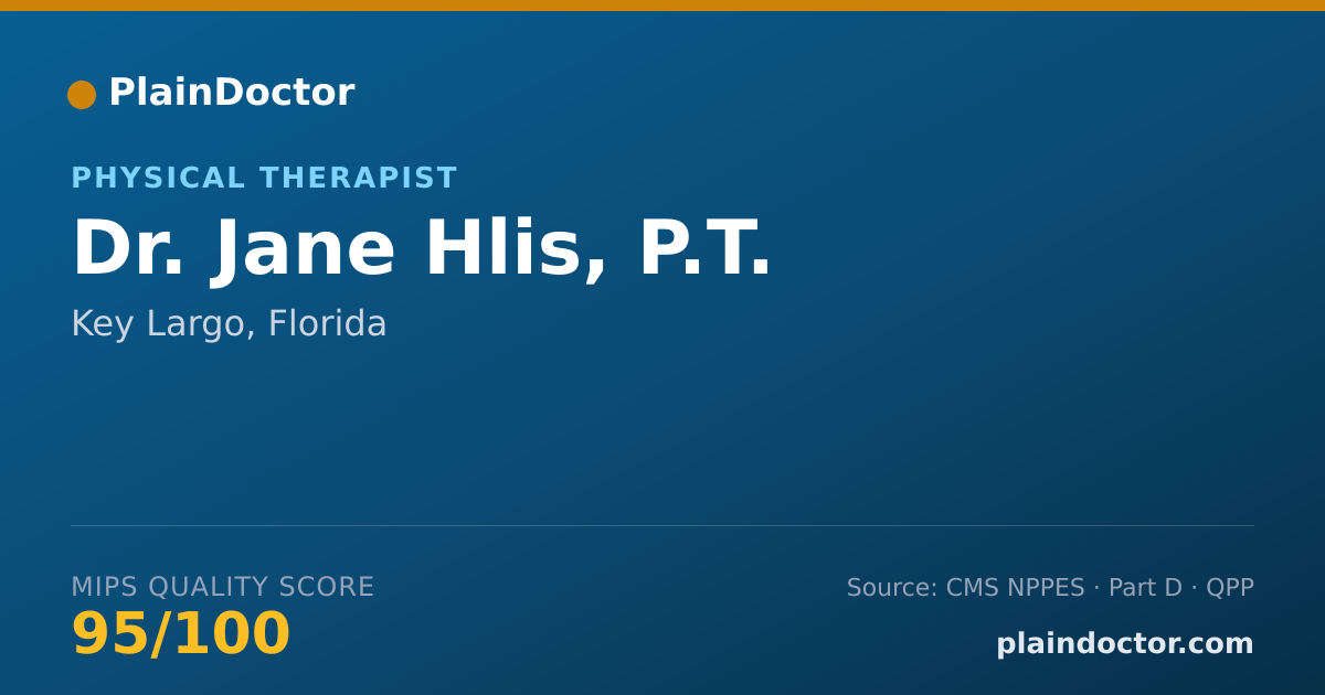 Shareable card for Jane Hlis, P.T. - Physical Therapist, Key Largo, FL