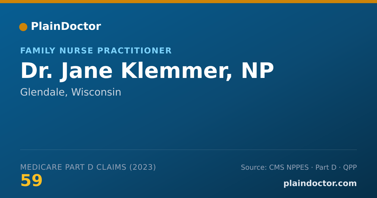 Shareable card for Jane Klemmer, NP - Family Nurse Practitioner, Glendale, WI