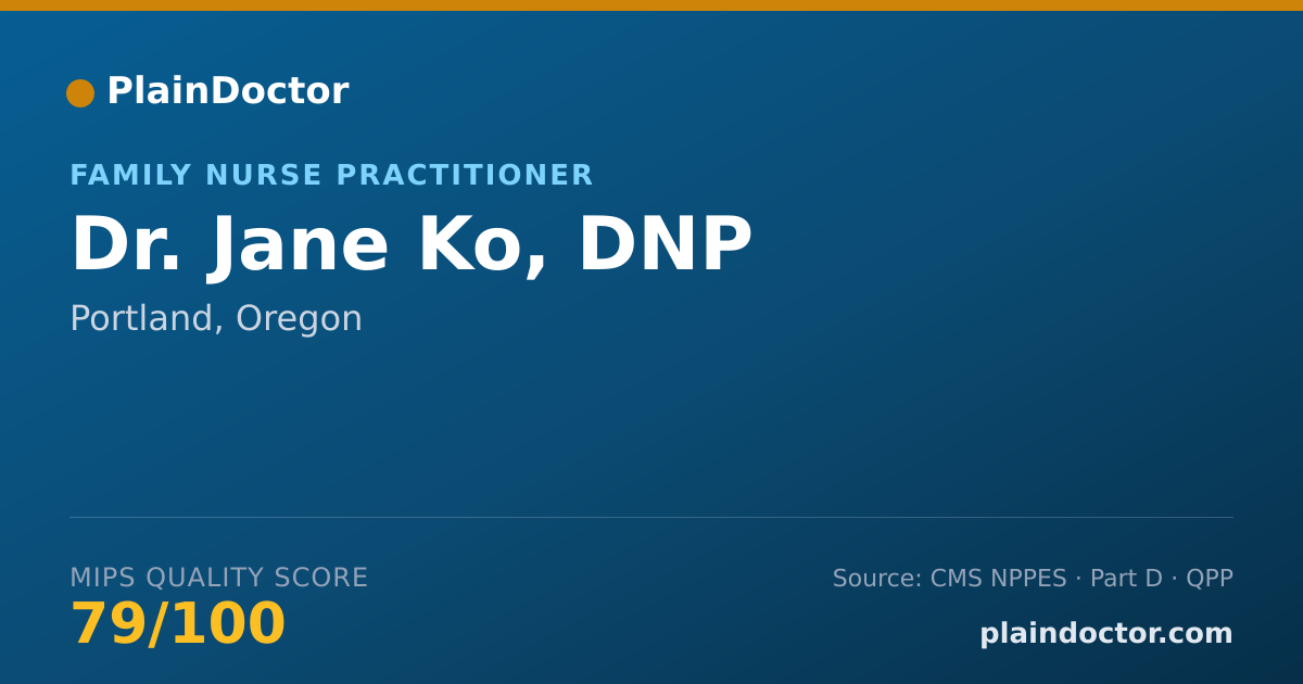 Shareable card for Jane Ko, DNP - Family Nurse Practitioner, Portland, OR