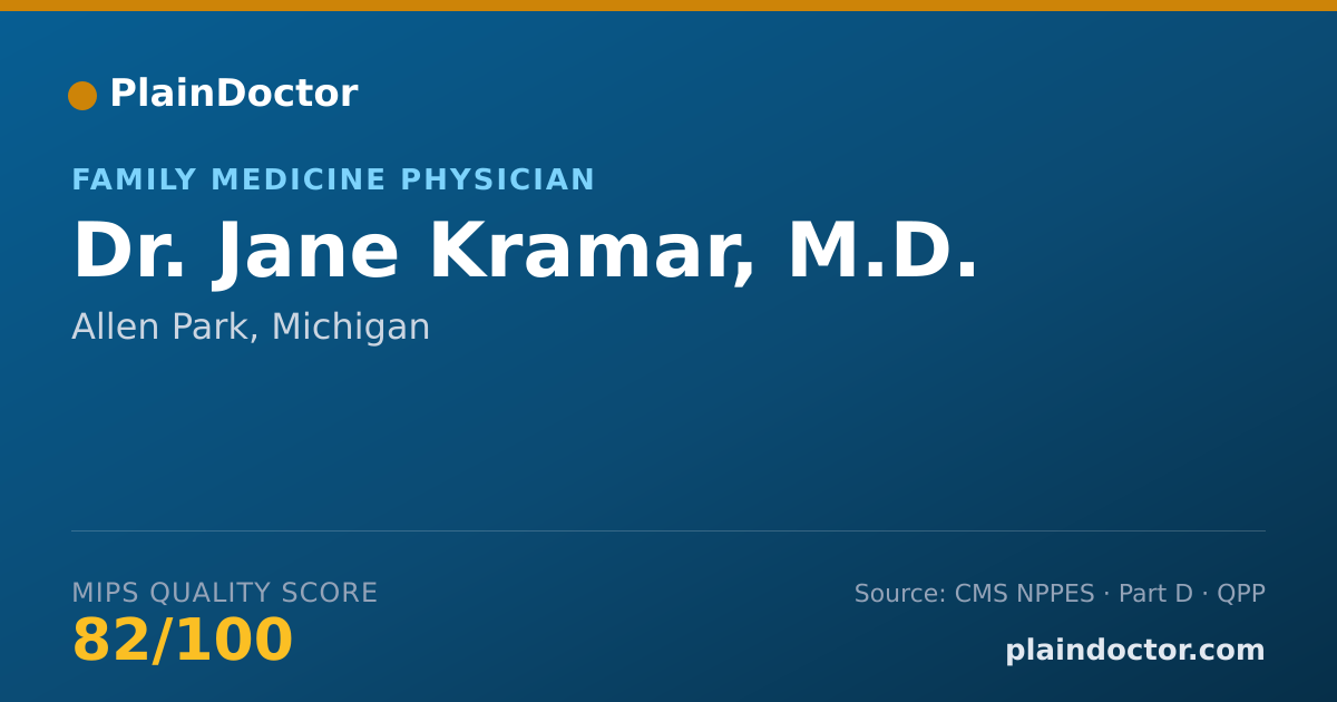Shareable card for Jane Kramar, M.D. - Family Medicine Physician, Allen Park, MI