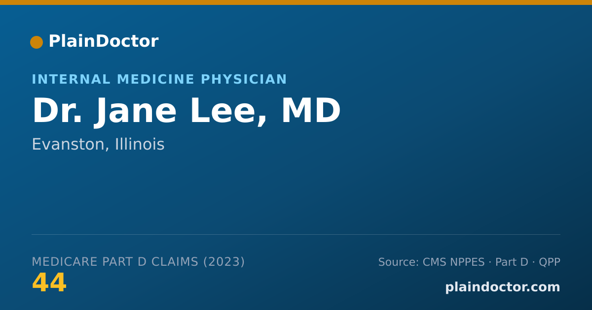 Shareable card for Jane Lee, MD - Internal Medicine Physician, Evanston, IL