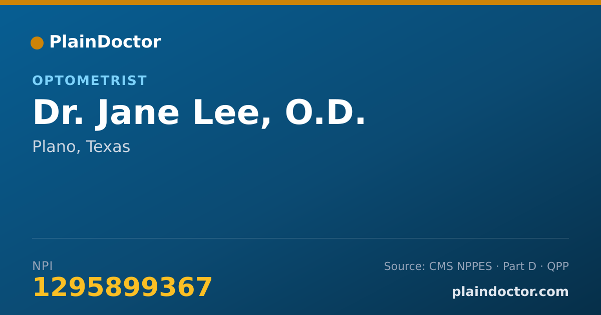 Shareable card for Jane Lee, O.D. - Optometrist, Plano, TX