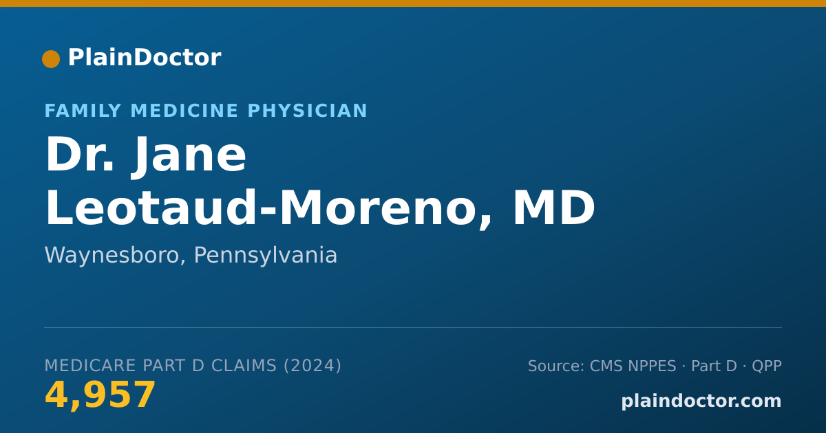 Shareable card for Jane Leotaud-Moreno, MD - Family Medicine Physician, Waynesboro, PA