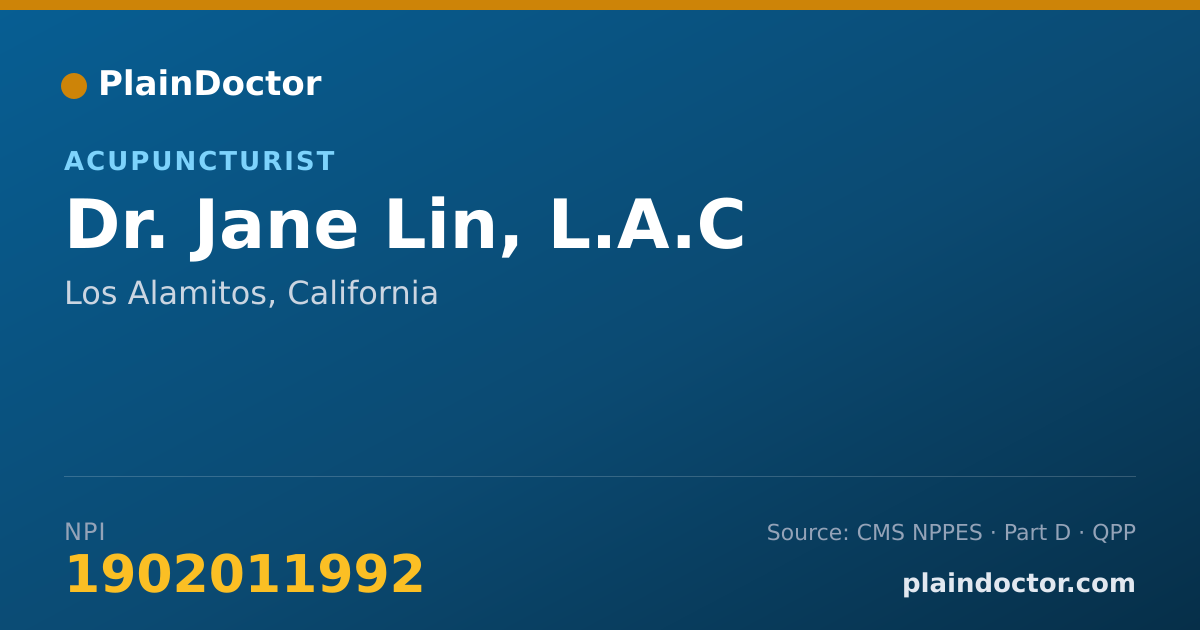 Shareable card for Jane Lin, L.A.C - Acupuncturist, Los Alamitos, CA