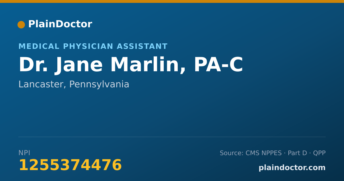 Shareable card for Jane Marlin, PA-C - Medical Physician Assistant, Lancaster, PA