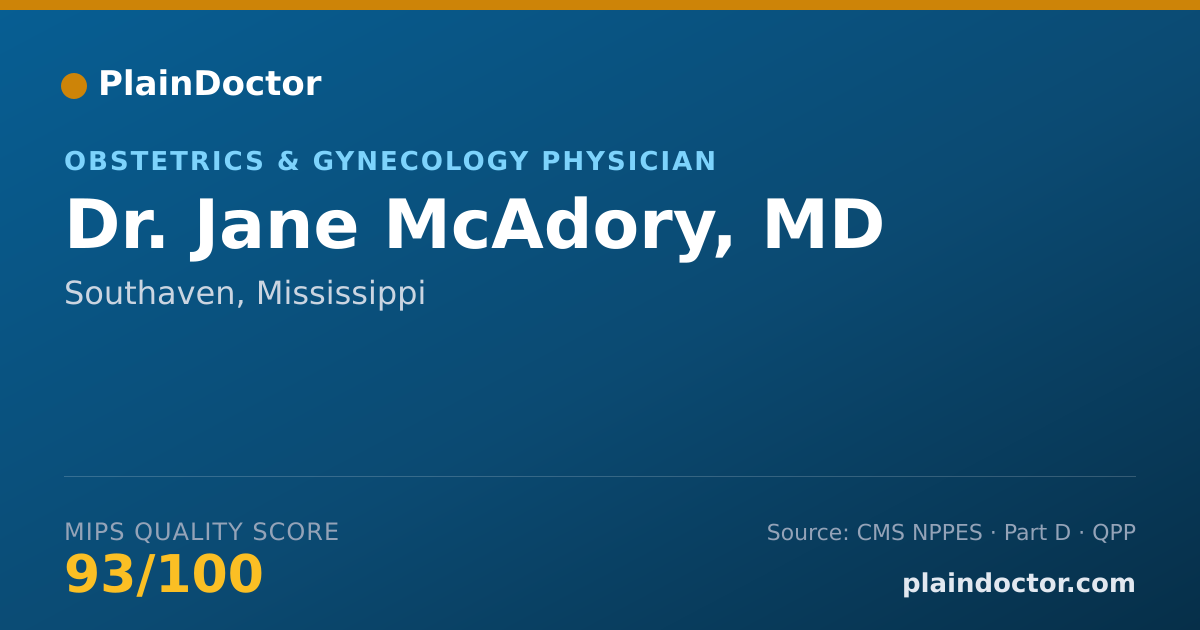 Shareable card for Jane McAdory, MD - Obstetrics & Gynecology Physician, Southaven, MS