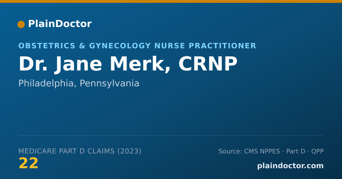 Shareable card for Jane Merk, CRNP - Obstetrics & Gynecology Nurse Practitioner, Philadelphia, PA