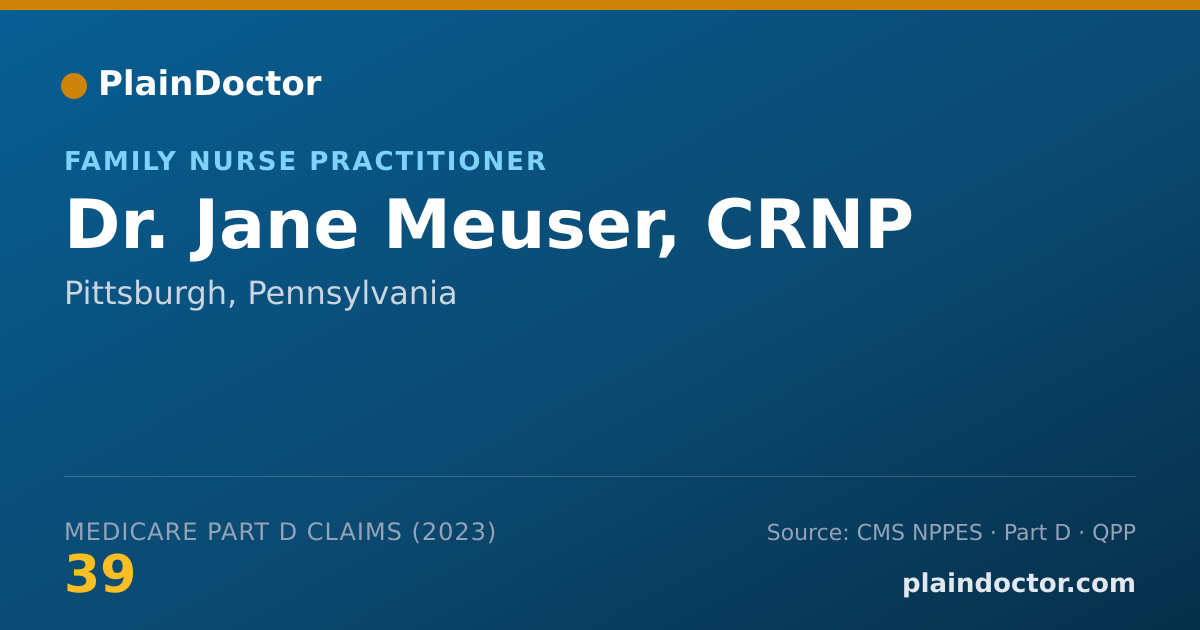 Shareable card for Jane Meuser, CRNP - Family Nurse Practitioner, Pittsburgh, PA