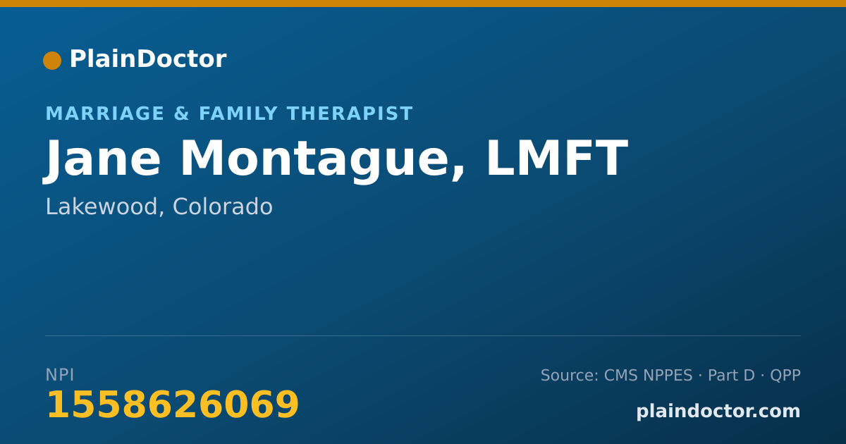 Shareable card for Jane Montague, LMFT - Marriage & Family Therapist, Lakewood, CO