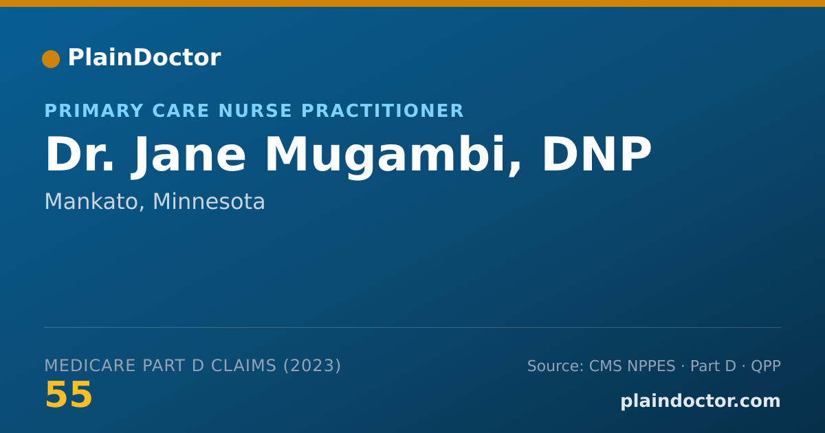 Shareable card for Jane Mugambi, DNP - Primary Care Nurse Practitioner, Mankato, MN