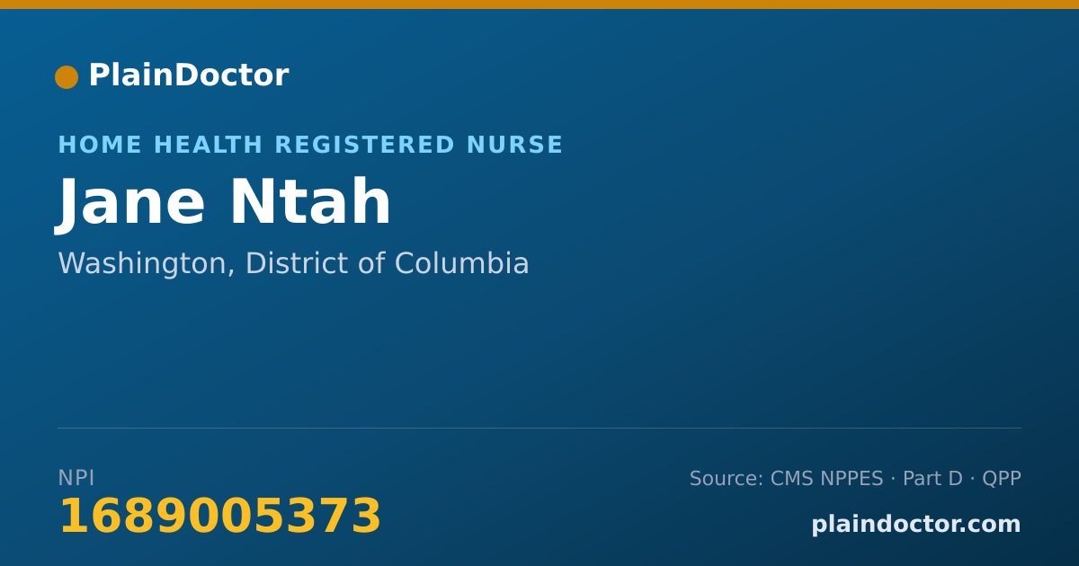 Shareable card for Jane Ntah - Home Health Registered Nurse, Washington, DC