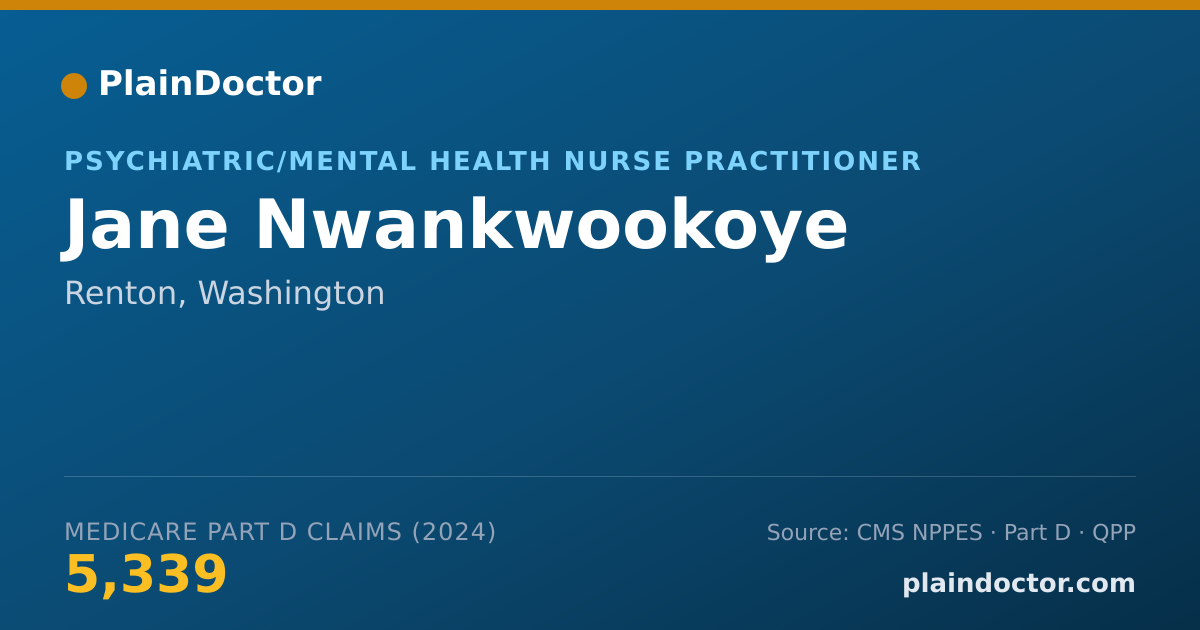 Shareable card for Jane Nwankwookoye - Psychiatric/Mental Health Nurse Practitioner, Renton, WA