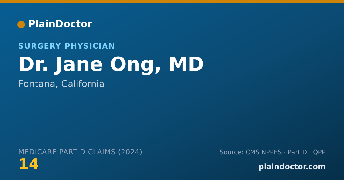 Shareable card for Jane Ong, MD - Surgery Physician, Fontana, CA