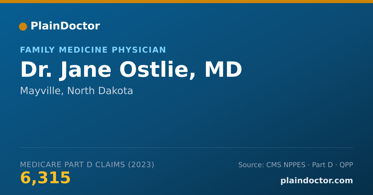 Shareable card for Jane Ostlie, MD - Family Medicine Physician, Mayville, ND
