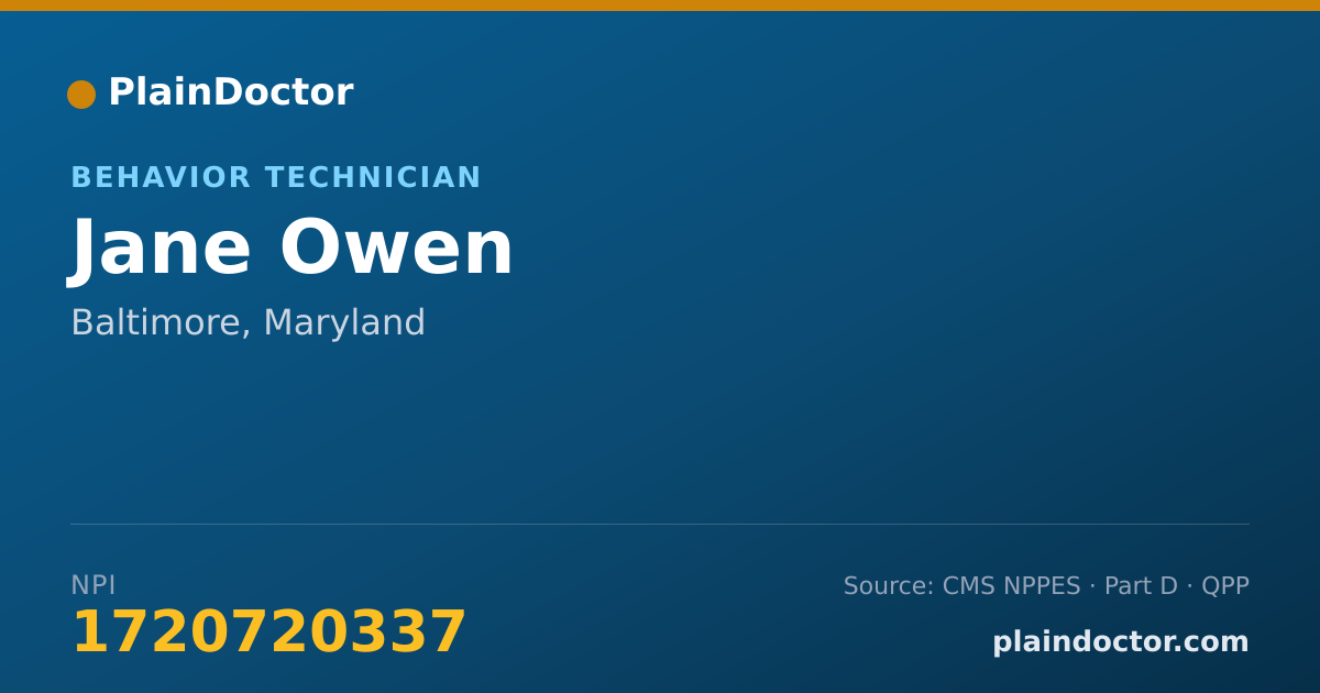 Shareable card for Jane Owen - Behavior Technician, Baltimore, MD