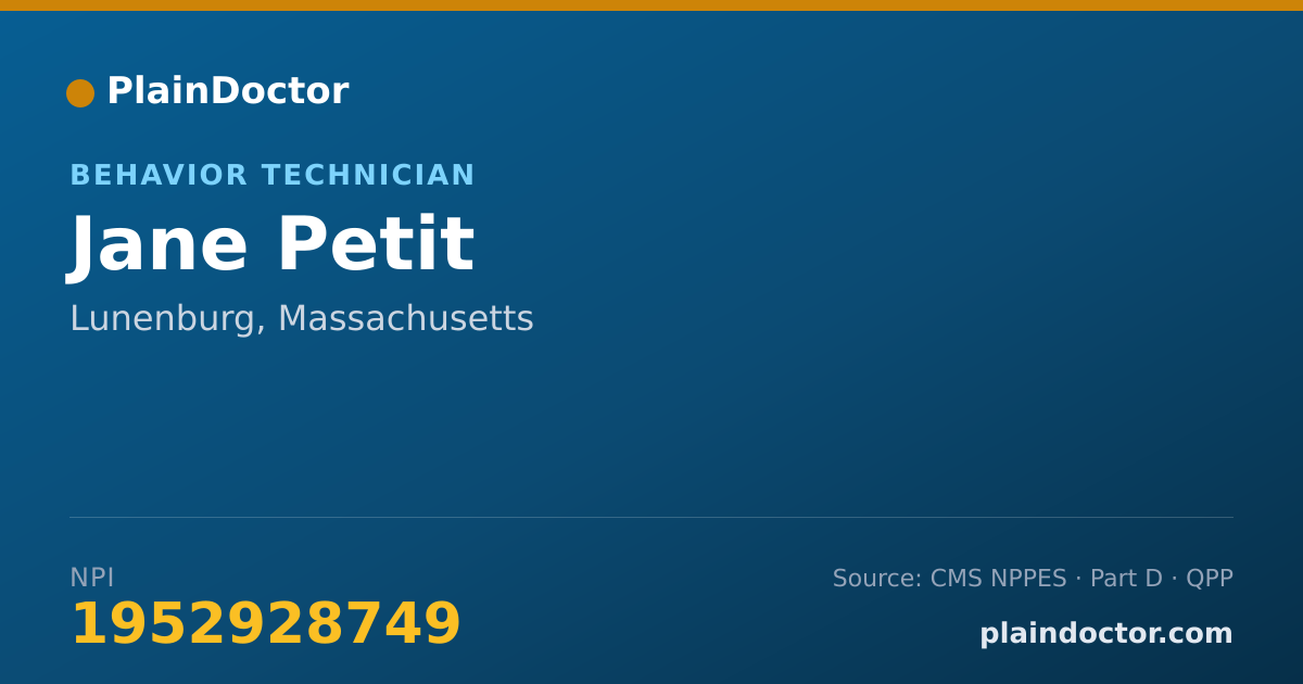 Shareable card for Jane Petit - Behavior Technician, Lunenburg, MA