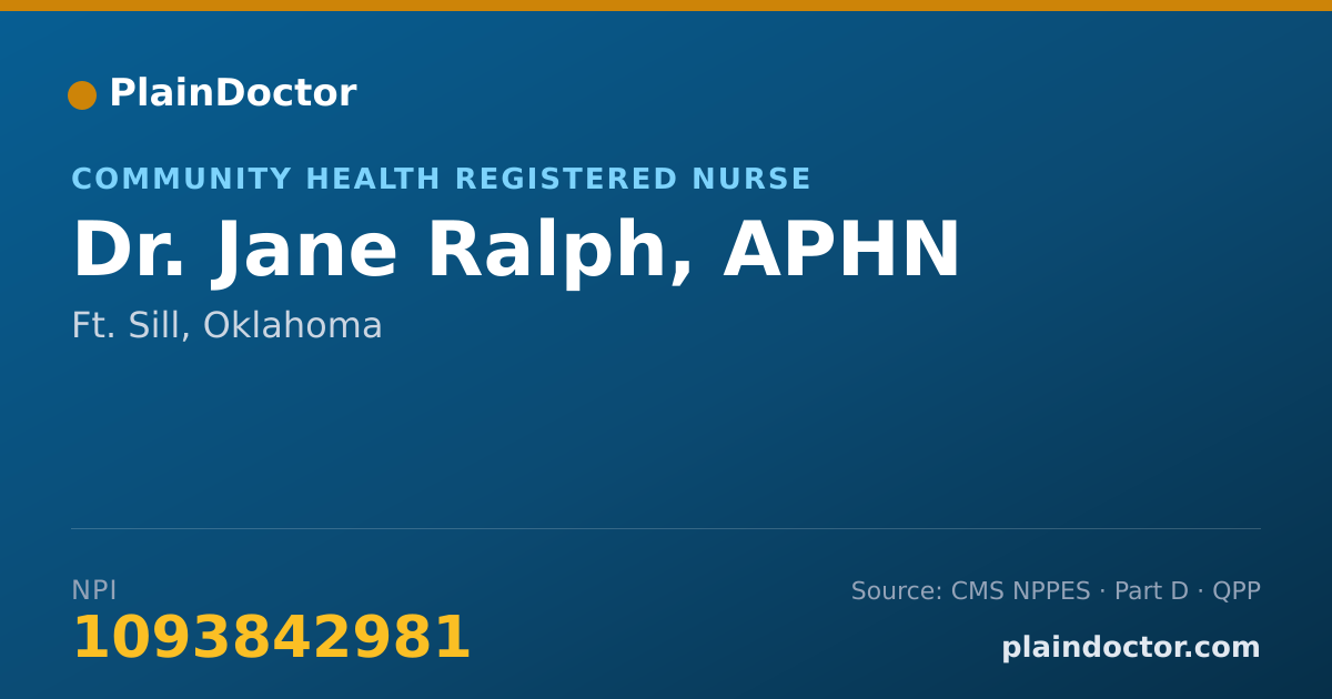 Shareable card for Jane Ralph, APHN - Community Health Registered Nurse, Ft. Sill, OK