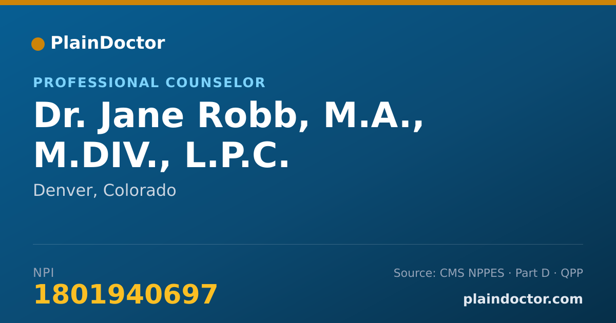 Shareable card for Jane Robb, M.A., M.DIV., L.P.C. - Professional Counselor, Denver, CO
