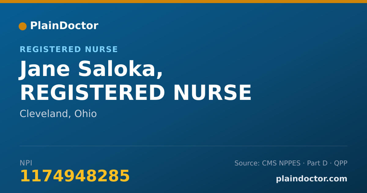 Shareable card for Jane Saloka, REGISTERED NURSE - Registered Nurse, Cleveland, OH