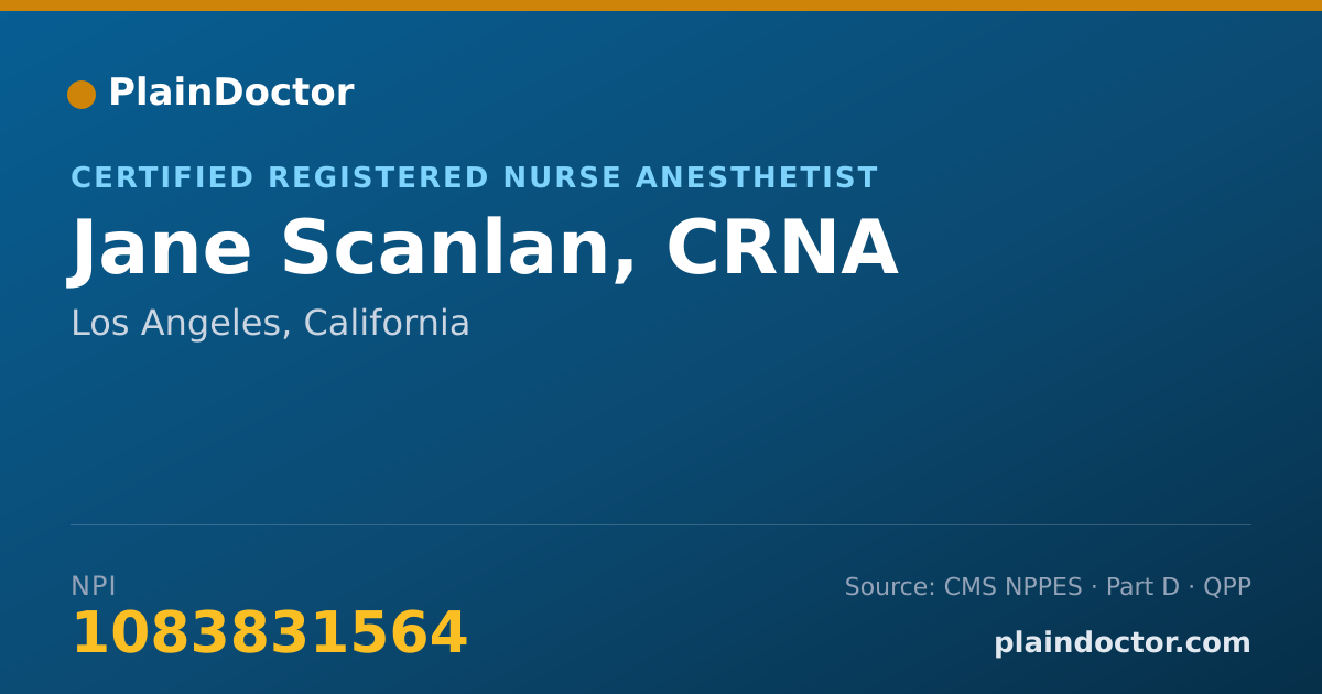 Shareable card for Jane Scanlan, CRNA - Certified Registered Nurse Anesthetist, Los Angeles, CA