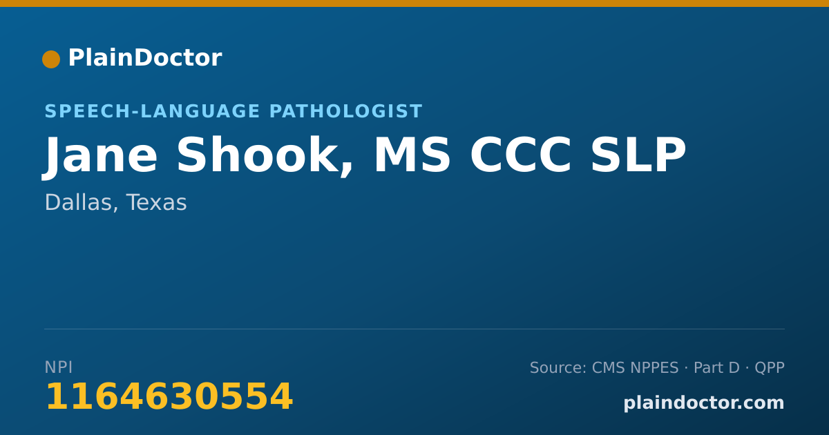 Shareable card for Jane Shook, MS CCC SLP - Speech-Language Pathologist, Dallas, TX