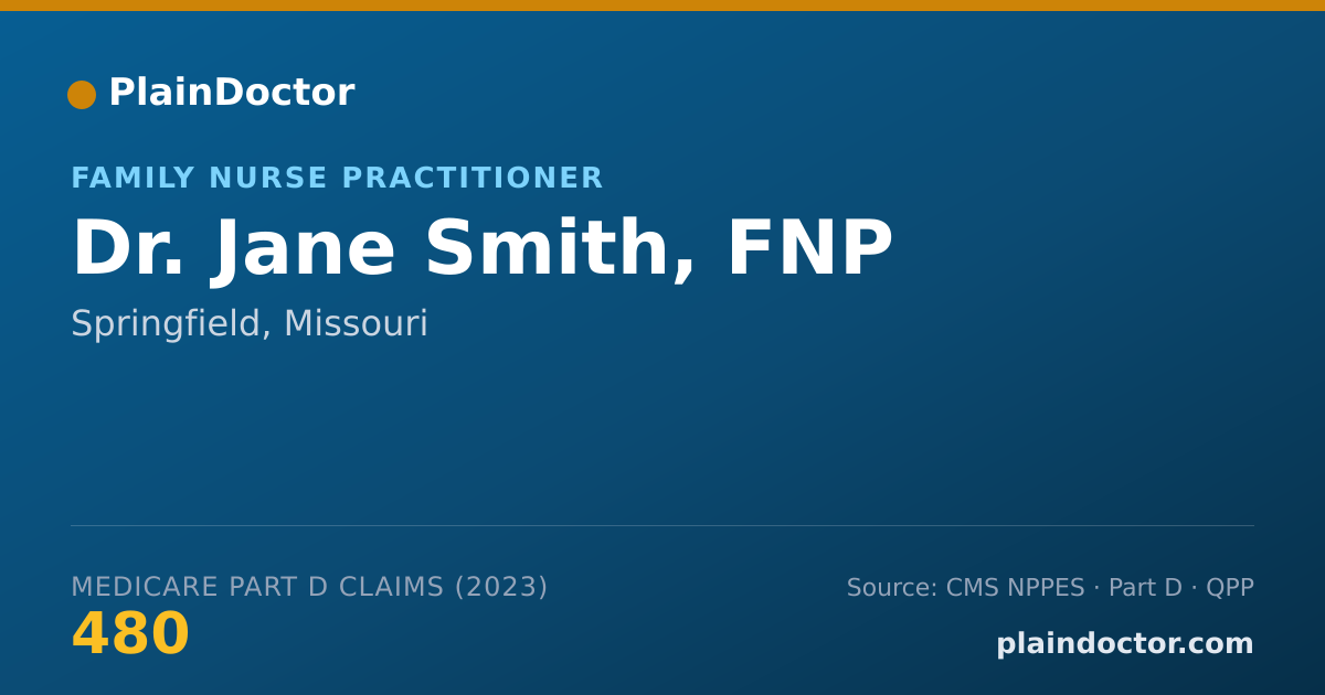Shareable card for Jane Smith, FNP - Family Nurse Practitioner, Springfield, MO