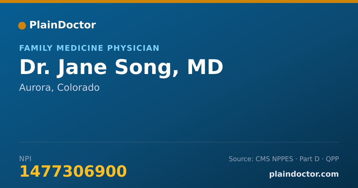 Shareable card for Jane Song, MD - Family Medicine Physician, Aurora, CO