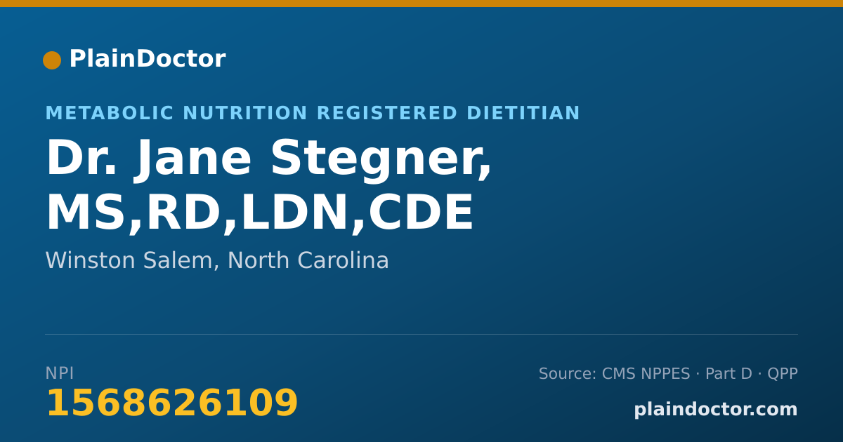 Shareable card for Jane Stegner, MS,RD,LDN,CDE - Metabolic Nutrition Registered Dietitian, Winston Salem, NC