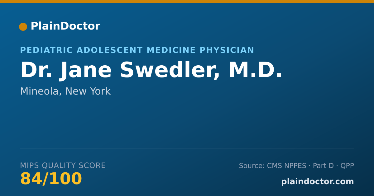 Shareable card for Jane Swedler, M.D. - Pediatric Adolescent Medicine Physician, Mineola, NY