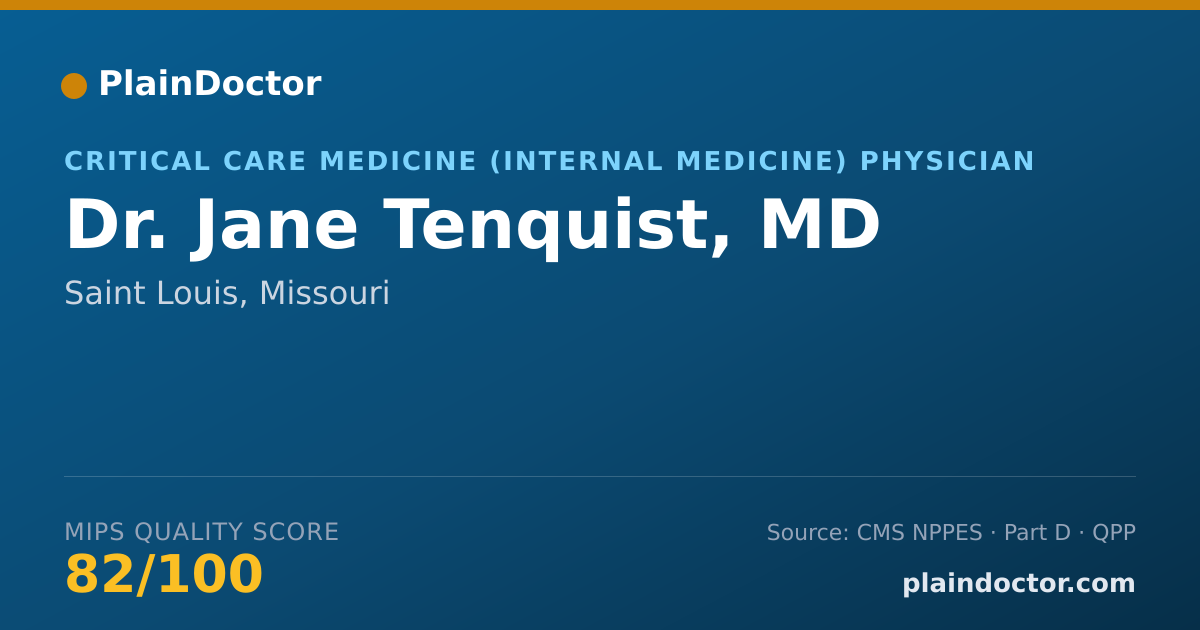 Shareable card for Jane Tenquist, MD - Critical Care Medicine (Internal Medicine) Physician, Saint Louis, MO