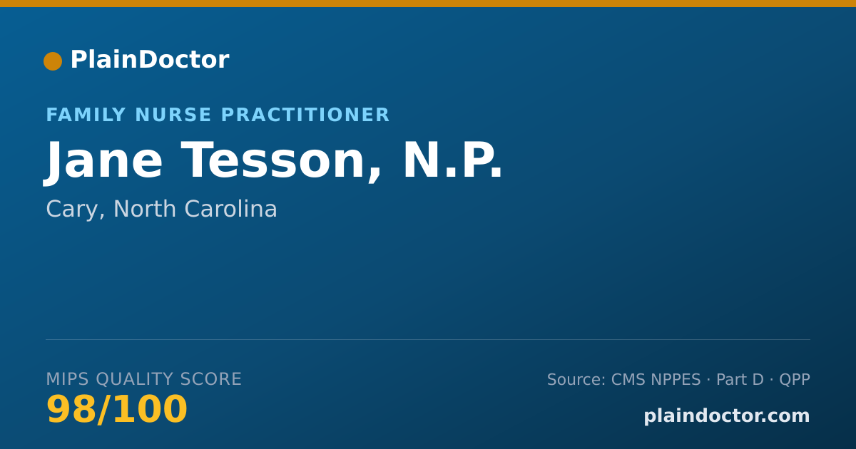 Shareable card for Jane Tesson, N.P. - Family Nurse Practitioner, Cary, NC