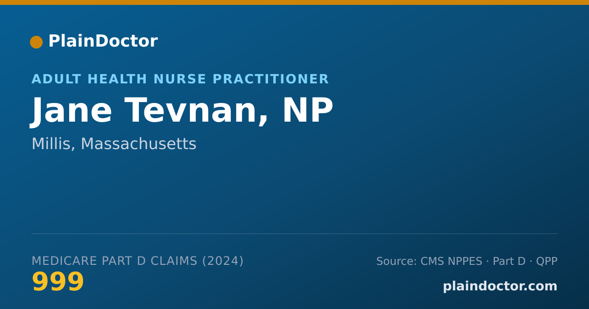 Shareable card for Jane Tevnan, NP - Adult Health Nurse Practitioner, Millis, MA