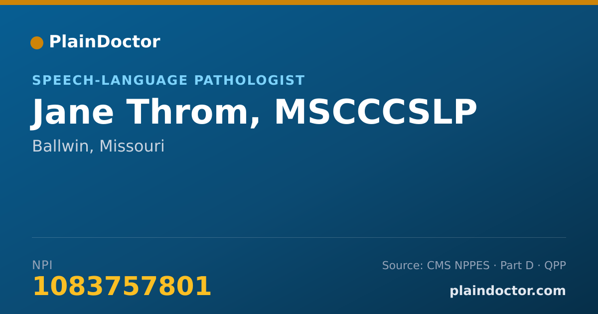 Shareable card for Jane Throm, MSCCCSLP - Speech-Language Pathologist, Ballwin, MO