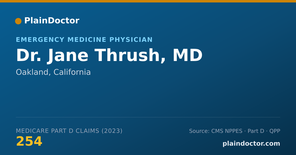 Shareable card for Jane Thrush, MD - Emergency Medicine Physician, Oakland, CA