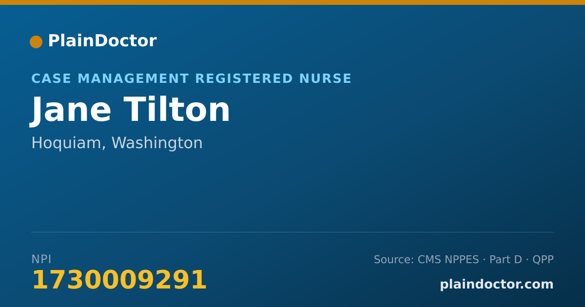 Shareable card for Jane Tilton - Case Management Registered Nurse, Hoquiam, WA