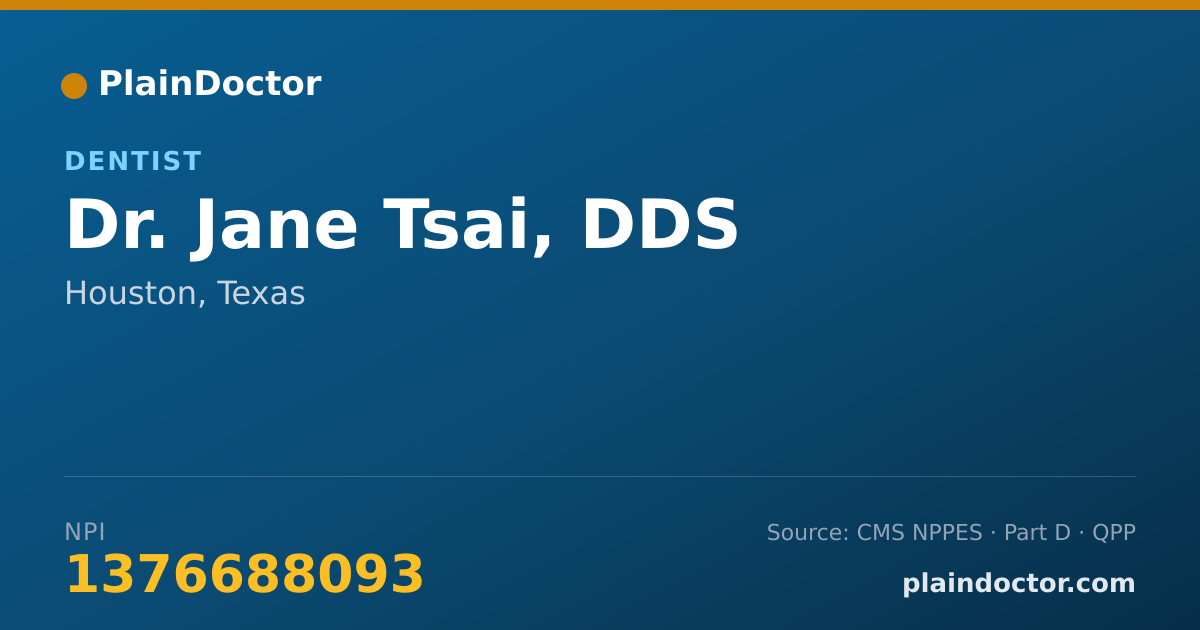 Shareable card for Jane Tsai, DDS - Dentist, Houston, TX