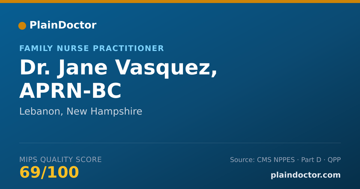 Shareable card for Jane Vasquez, APRN-BC - Family Nurse Practitioner, Lebanon, NH