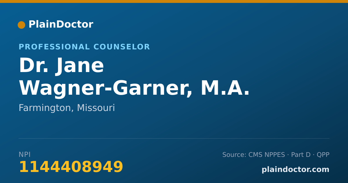 Shareable card for Jane Wagner-Garner, M.A. - Professional Counselor, Farmington, MO