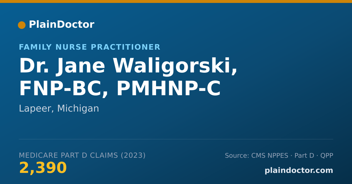 Shareable card for Jane Waligorski, FNP-BC, PMHNP-C - Family Nurse Practitioner, Lapeer, MI
