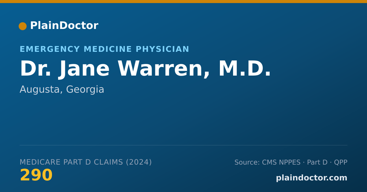 Shareable card for Jane Warren, M.D. - Emergency Medicine Physician, Augusta, GA
