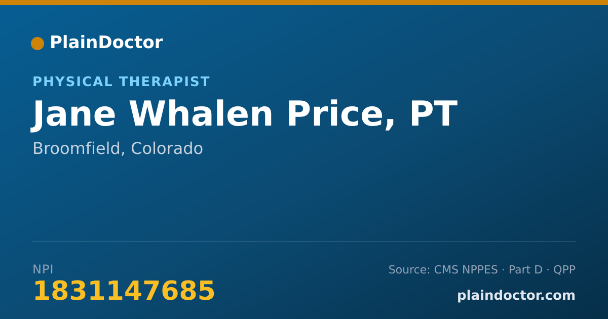 Shareable card for Jane Whalen Price, PT - Physical Therapist, Broomfield, CO